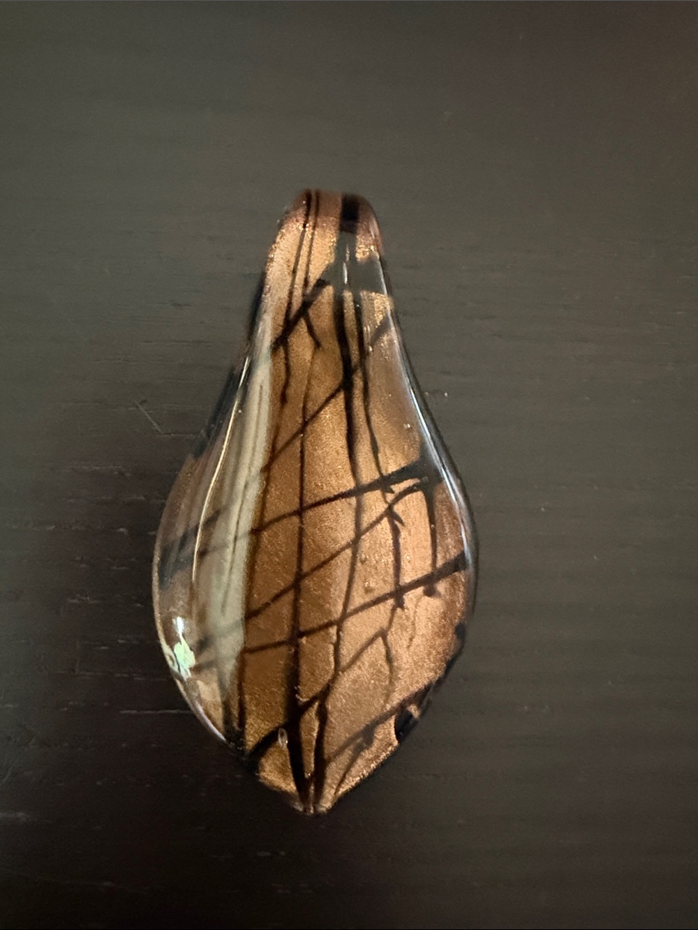 Handblown Glass Pendant Drop in Copper and Black